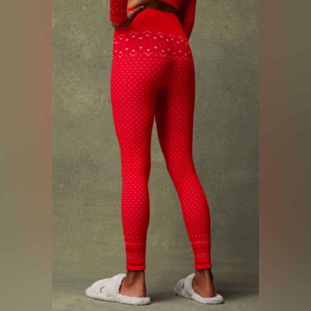 Cloud Seamless High-waisted Jacquard Legging Poinsettia Nordic Fairisle Xmas